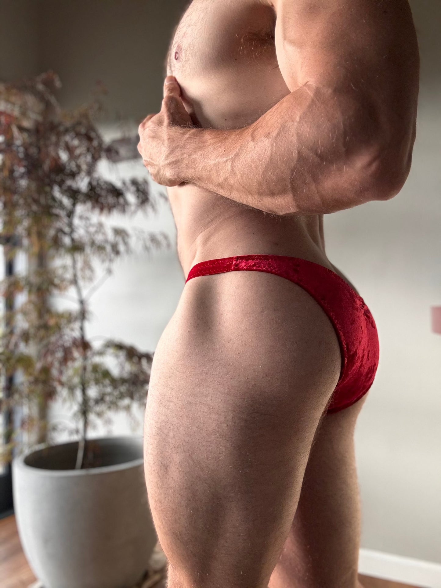 Bodybuilding posing trunks in Red Velvet