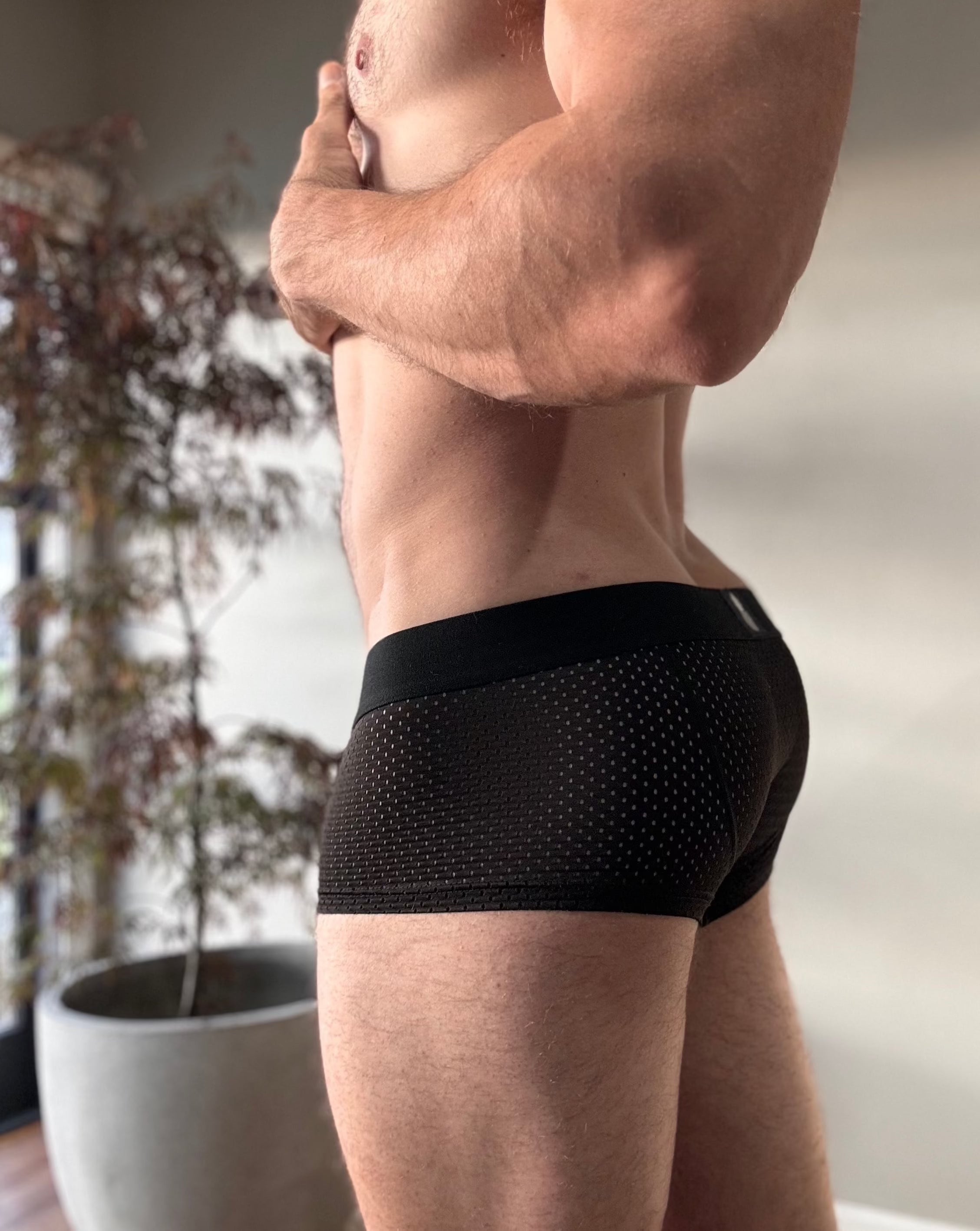 J.J.Malibu Boxer Briefs in Black/Tan (Medium)