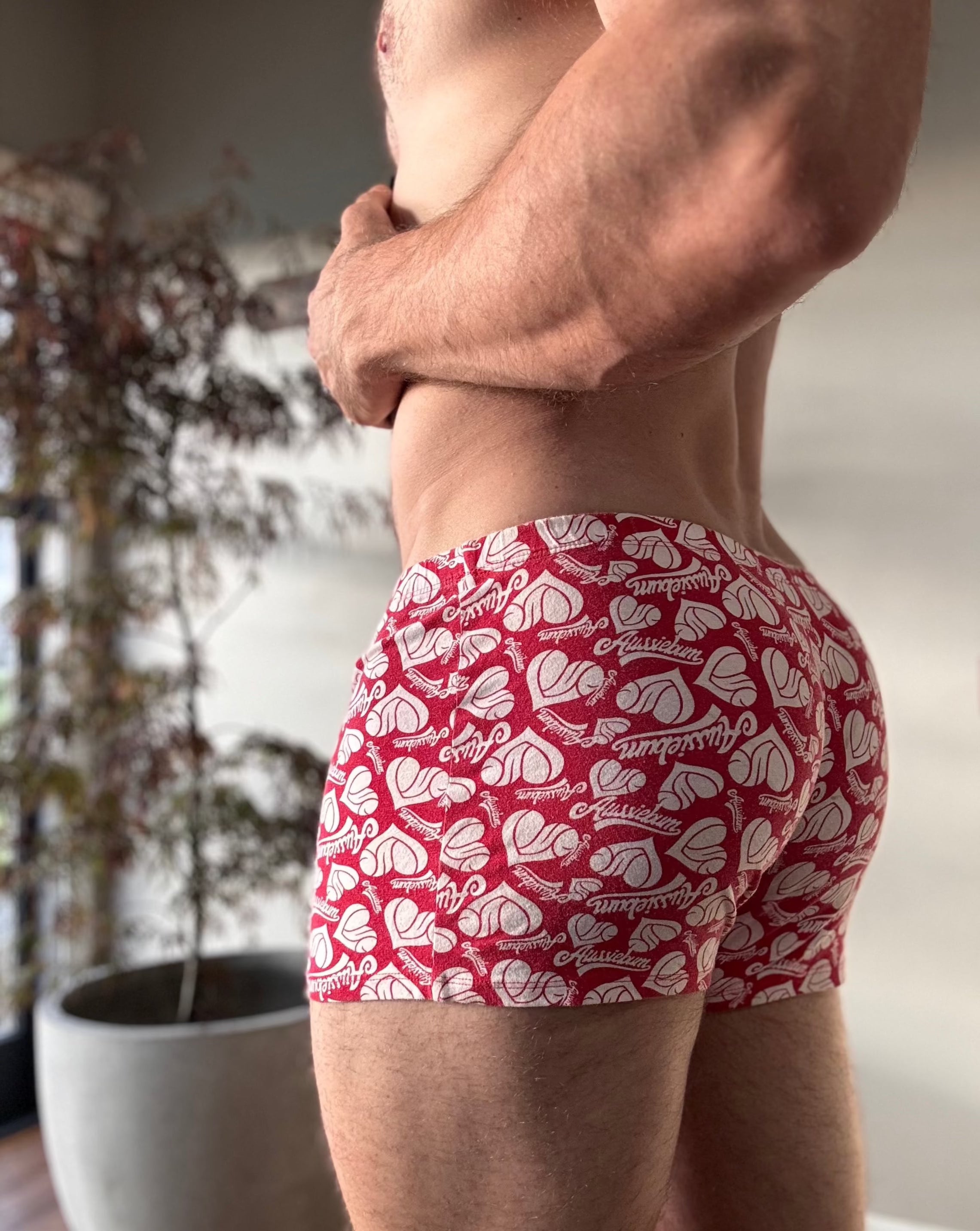 AussieBum Heart Pattern Trunks in Red/White